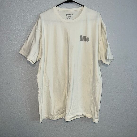 Swagup Womens Real Thread Crew Neck Short Sleeve Regular Fit T-Shirt Cream 2XL - Picture 1 of 9